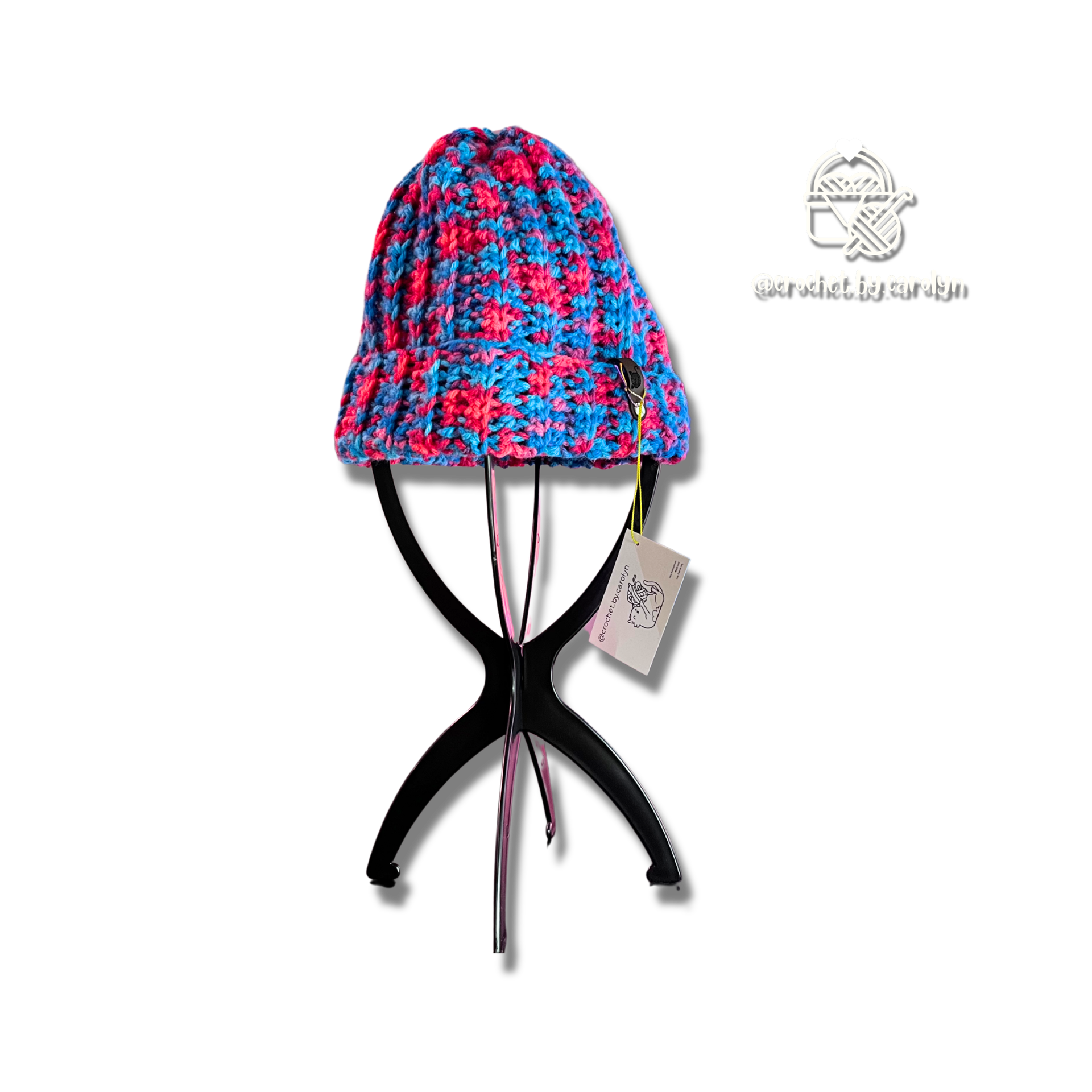 Handmade Crochet Bucket Hat - Crochet by Carolyn / Pink & Blue